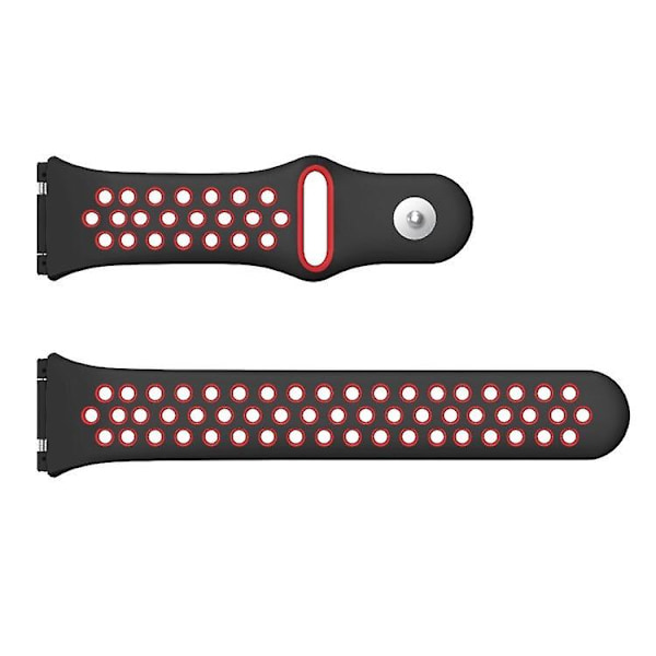 Til Fitbit Ionic åndbart tofarvet silikone urbånd Black Red