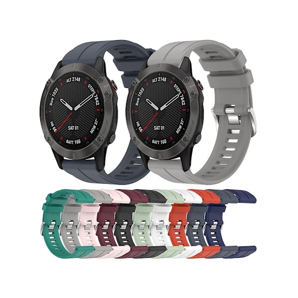 Rem for Garmin Fenix 6 Sapphire Gps 22Mm Lysegrønn Ensfarget Silikonklokke Rem