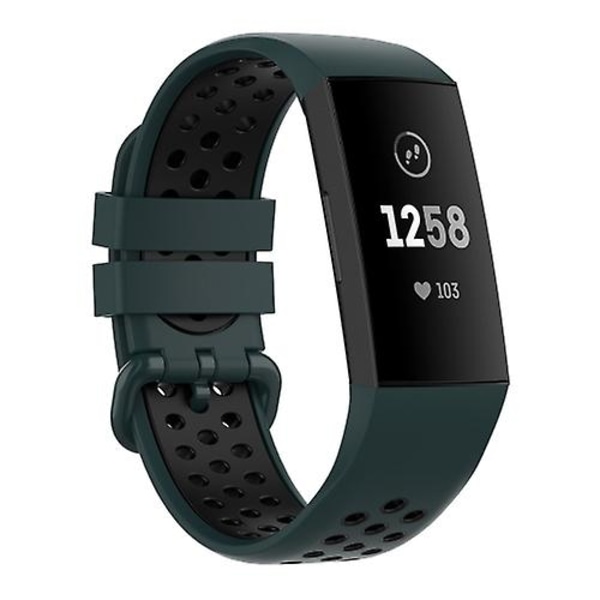 För Fitbit Charge 4 / Charge 3 Se Watch Två färger Silikonersättningsrem Klockband Olive Green Black