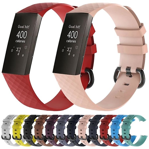 Diamond Pattern Silikon Watch Band For Fitbit Charge 4 Small Size190*18mm Gray