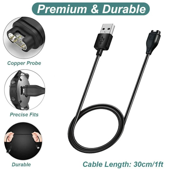 Lader for Garmin Fenix 6/ 6 Solar/ 6 Sapphire/Fenix 6S/ 6S Sola/ 6S Sapphire/Fenix 6X/ 6X Solar/ 6X, ladekabel