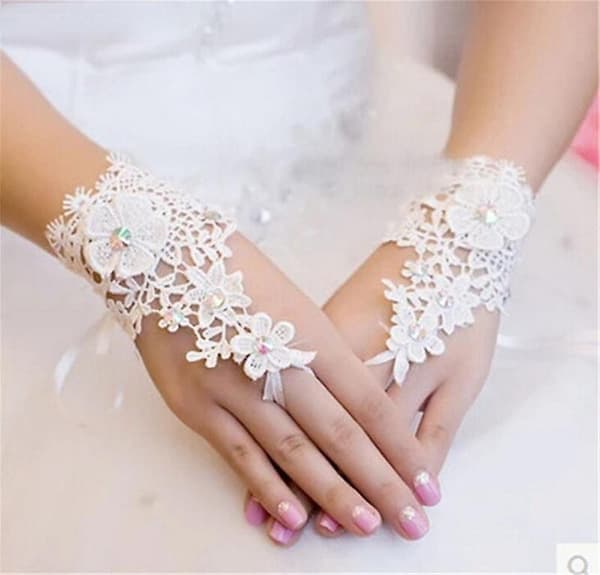 Beaded Lace Fingerless Handsker Bryllup Brude Handsker
