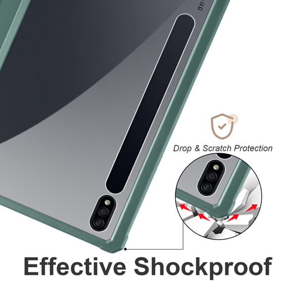 Etui til Samsung Galaxy Tab S9 Plus/S9 Fe Plus Akryl tablet beskyttende etui mørkegrøn