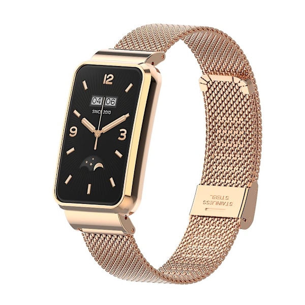 Milanese Strap+ case för Xiaomi Mi Band 7 Pro Rostfritt stål Andningsarmband Ersättningsarmband för Mi Band 7 Pro Belt Rose gold