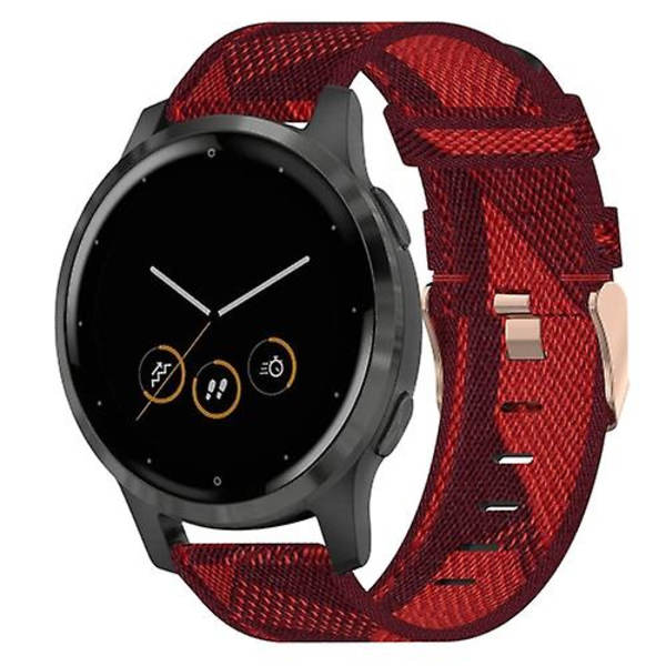 Til Garmin Vivoactive 4s 18mm nylonvævet urrem Red