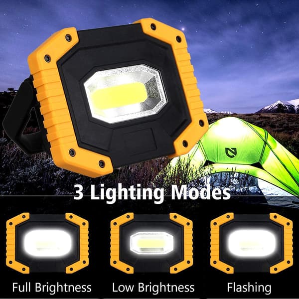 30w LED arbeidslys, T-sun konstruksjonslys, oppladbart batteri, bærbar, vanntett arbeidslys med 2 oppladbare batterier, USB, 3 lysmoduser