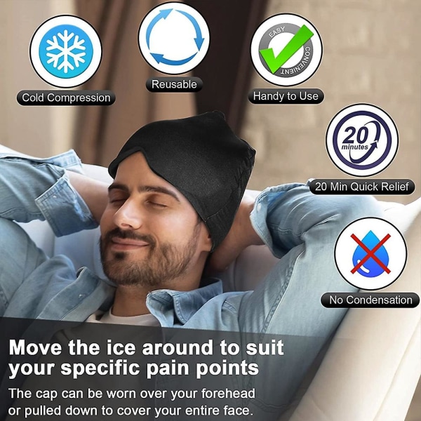 Gel Varm Kall Terapi Huvudvärk Migrän Relief Cap För Chemo, Sinus, Nacke Bärbar Wrap Stress Tryck Smärta Massage BLUE SET