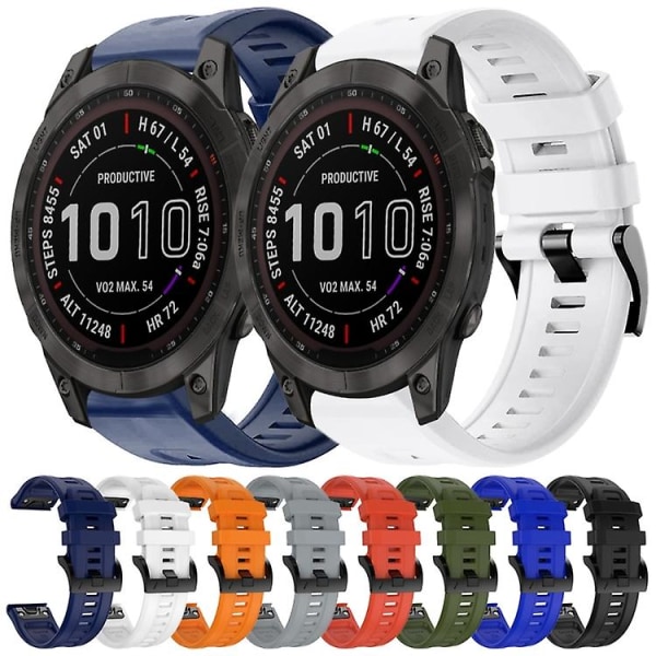 For Garmin Fenix ​​7 Sapphire Solar Metal Spenne Ensfarget Silikon Watch Band Black