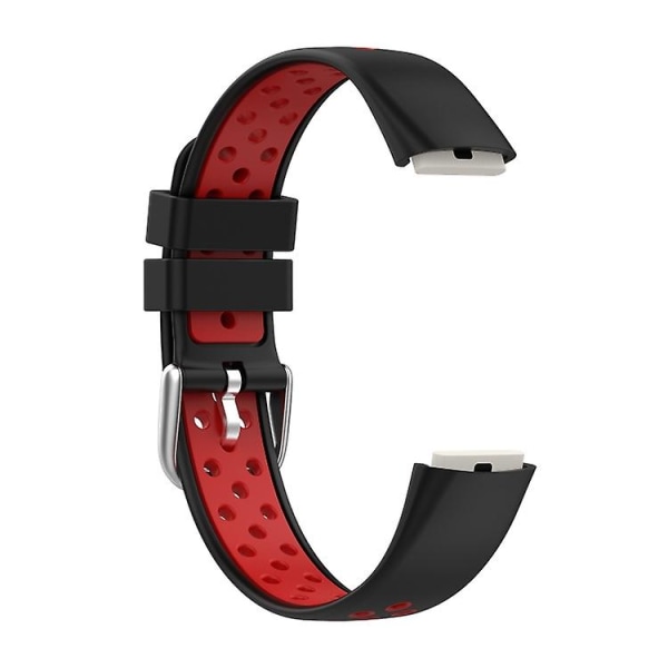 Til Fitbit Luxe tofarvet silikoneurrem Black Red