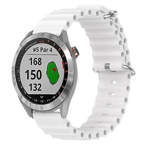 För Garmin Approach S40 20mm Ocean Style Silicone Solid Color Watch Band White