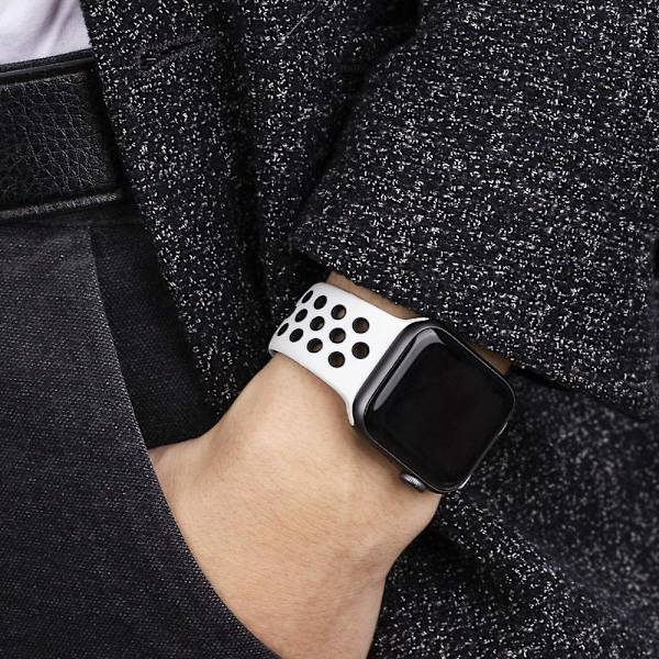 Solo Loop-rem för Apple Watch Band 44mm 40mm 38mm 42mm Andas Silikon Elastiskt bälte Armband Band Iwatch Series 3 4 5 Se 6 black red 38mm or 40mmS