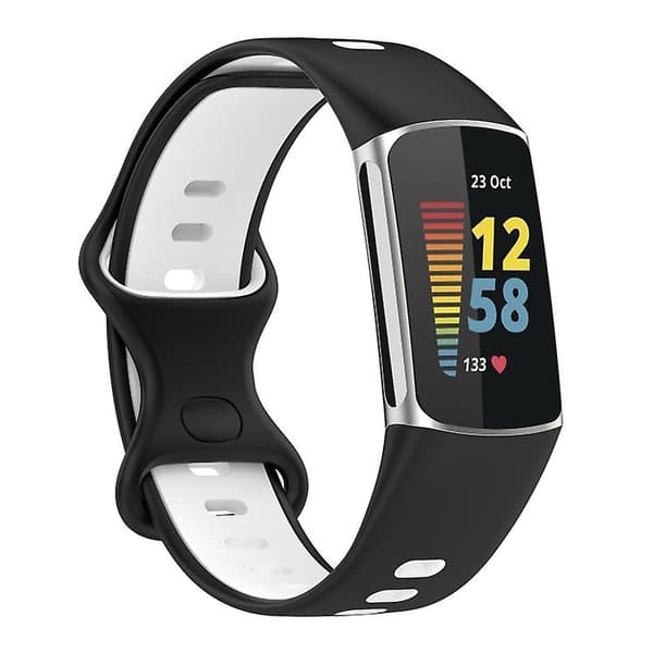 Fitbit Charge 5:n kaksiväriselle watch Black White