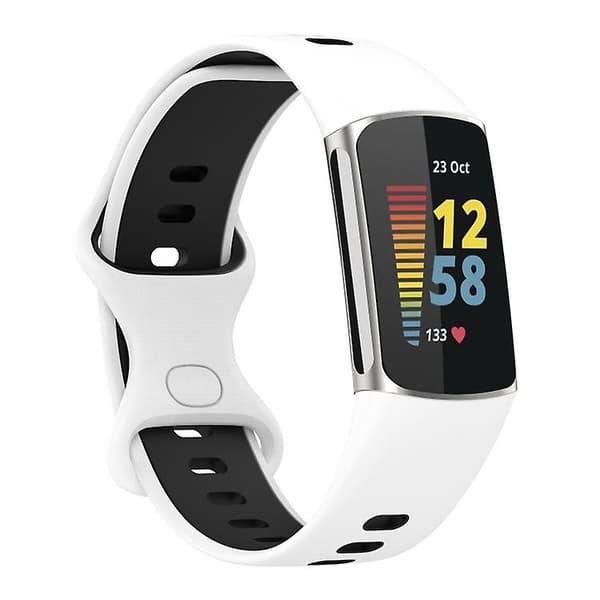 För Fitbit Charge 5 Tvåfärgs watch White Black