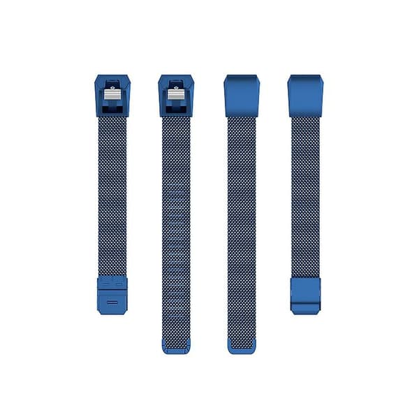För Fitbit Alta / Alta Hr / Ace Watch Button Mesh Metal Replacement Strap Watchband Dark Blue