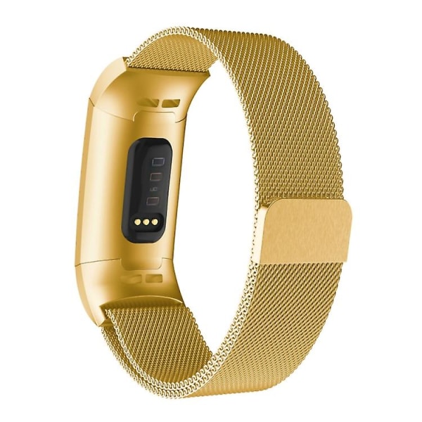 För Fitbit Charger 3 Metal Magnetic Metal Watch Band Gold