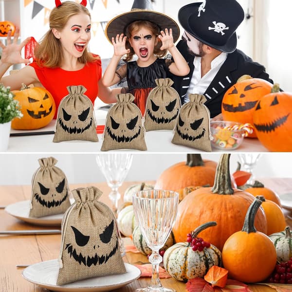 24 st Halloween-dragskoväskor, återanvändbar presentpåse för godis och festfavoriter 10x14cm