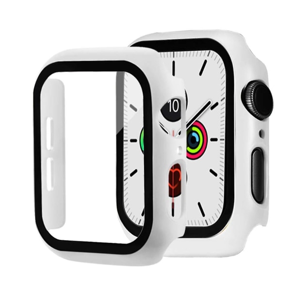 Glass+ cover Apple Watch case 44mm 40mm Iwatch 42mm 38mm näytönsuoja + puskuri Lisävarusteet Applewatch Series 5 4 3 Se 6 White 40mm series 654 SE
