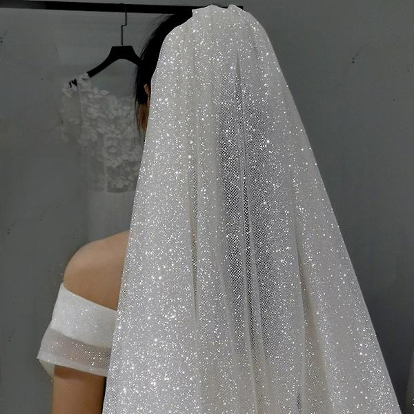 Bryllup Glitter Brudeslør Champagne Paljetter Bryllupstilbehør champagne 300CM