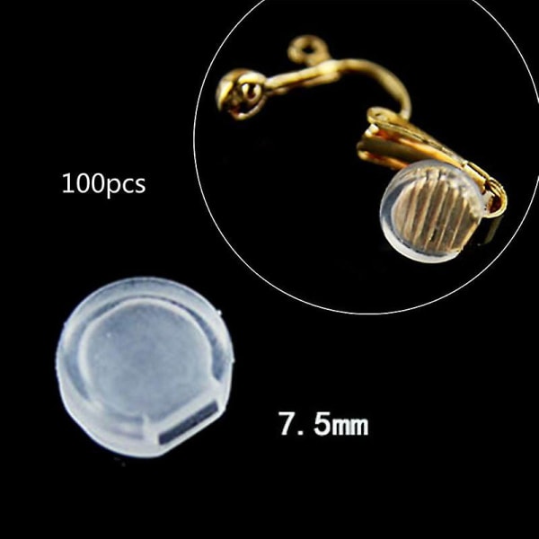 100 stk klare øreringe puder Silikone komfort øreringe puder til klips på øreringe F 7.5mm