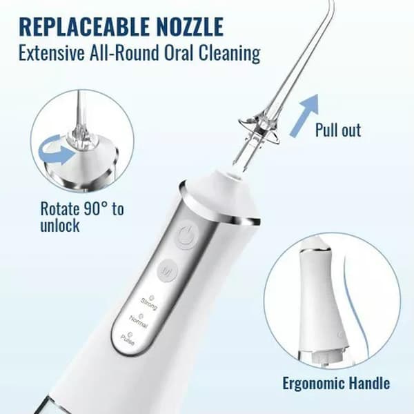 Oral Irrigator 5 Munnstykker 3 Moduser USB 300Ml Rosa Tank