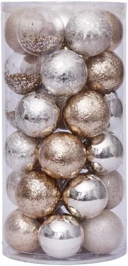 Knusesikre julekuler i plast, 6 cm (gull - 30 stk)