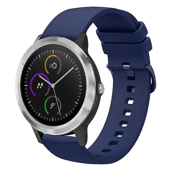 För Garmin Vivoactive 3 20mm Solid Color Soft Silicone Watch Band Navy Blue