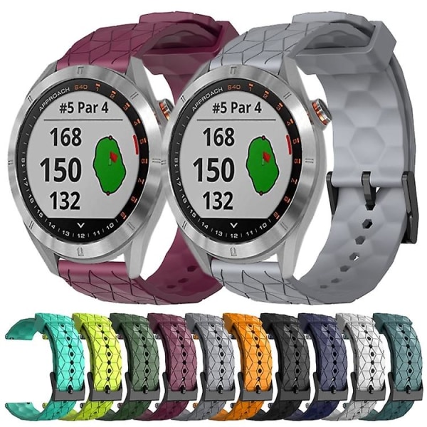 For Garmin Approach S40 20 mm fotballmønster ensfarget silikonklokkerem Grey