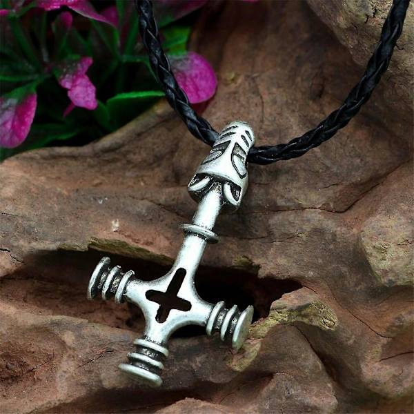 Norse Thorin vasara Olaf Wolf Cross Mjolnir -riipus viikinkityylinen koru miekkojen miesten kaulakoru Talisman musta köysiketju korut