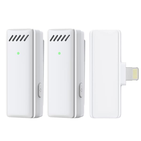 Langaton Mikrofoni iPhone/iPadille, Plug and Play, Lavalier-mikrofoni, 2 kpl