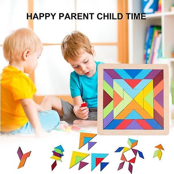 Regnbågsbyggstenar Tidig barndomsutbildning Tangram Olika form pussel