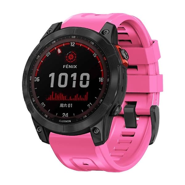Til Garmin Fenix ​​7x / 6x / 5x 26mm sort spænde silikone urbånd Pink