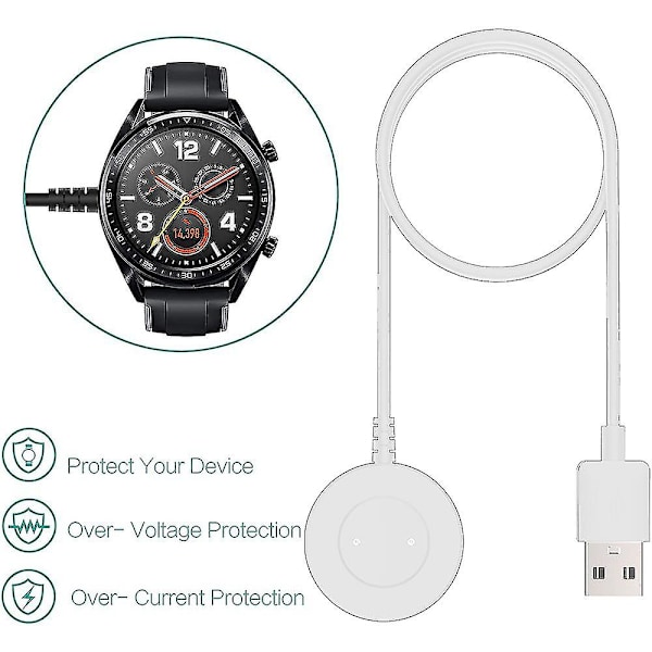 Trådløs magnetisk lader kompatibel med erstatnings ladekabel Holder kompatibel med Huawei Gt 2 Gt Active Smartwatch White