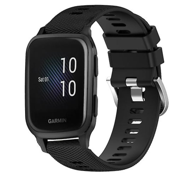 Til Garmin Venu Sq 20 mm ensfarvet blødt silikone urbånd Black