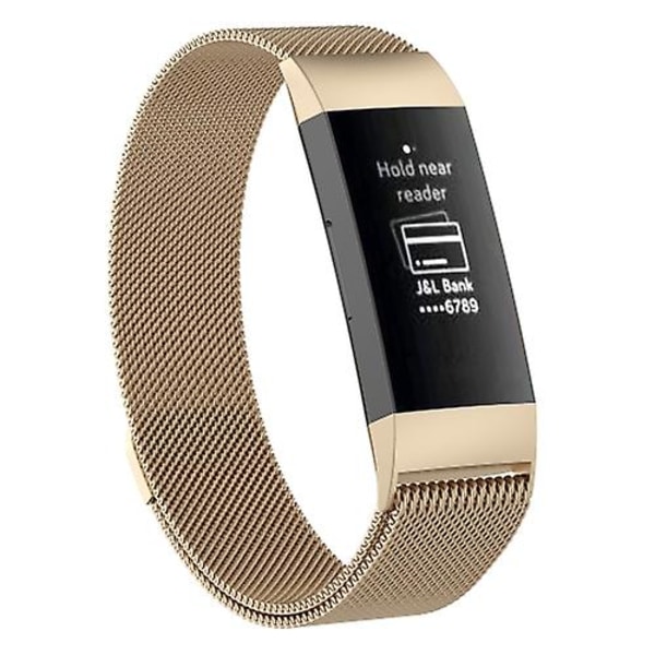 Magneturbånd i rustfrit stål til Fitbit Charge 3 Champagne Gold