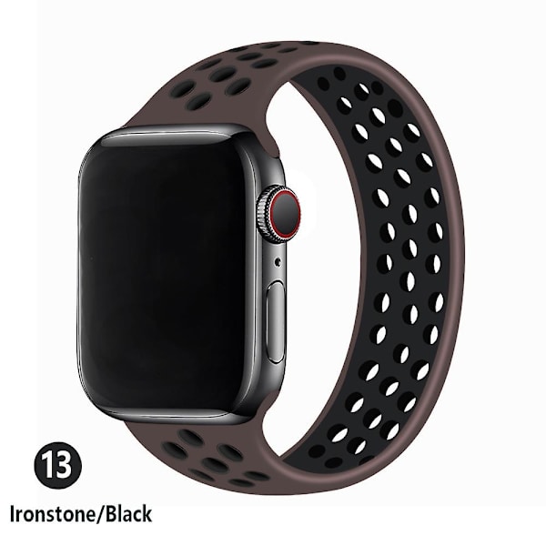 Solo Loop-rem för Apple Watch Band 44mm 40mm 38mm 42mm Andas Silikon Elastiskt bälte Armband Band Iwatch Series 3 4 5 Se 6 ironstone 38mm or 40mmS