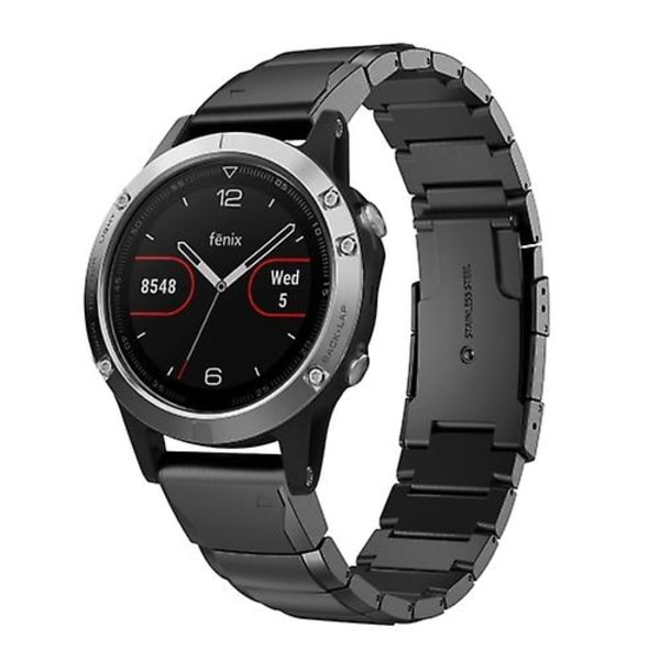 For Garmin Fenix ​​5 22mm Tortoise Shell rustfritt stål klokkebånd Black