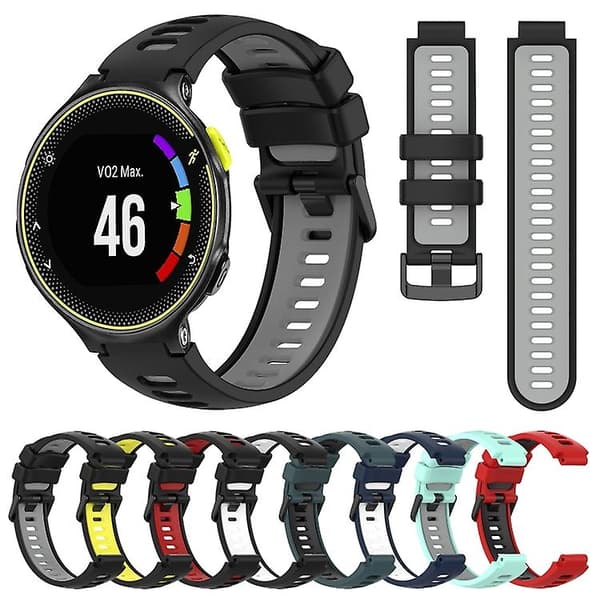 For Garmin Forerunner 230 Tofarget silikonklokkerem Black-Red