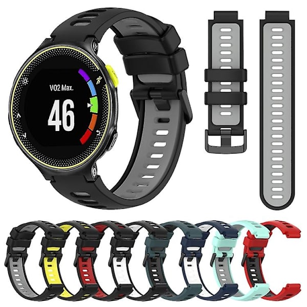 Til Garmin Forerunner 230 To-farvet silikone urrem Black-Red