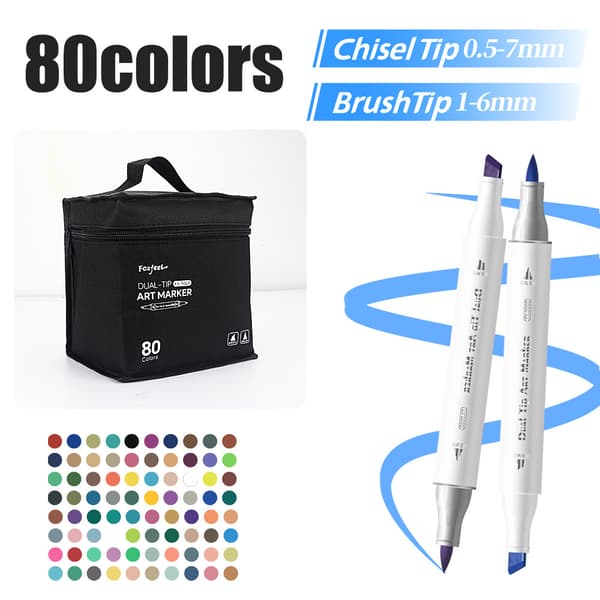 Tusser, studerende specifikke tegne penne, Dual Tip oliebaseret tusch 80 farver