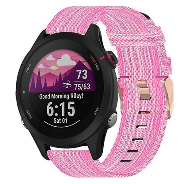 Til Garmin Forerunner 255s 18mm nylonvævet urrem Pink