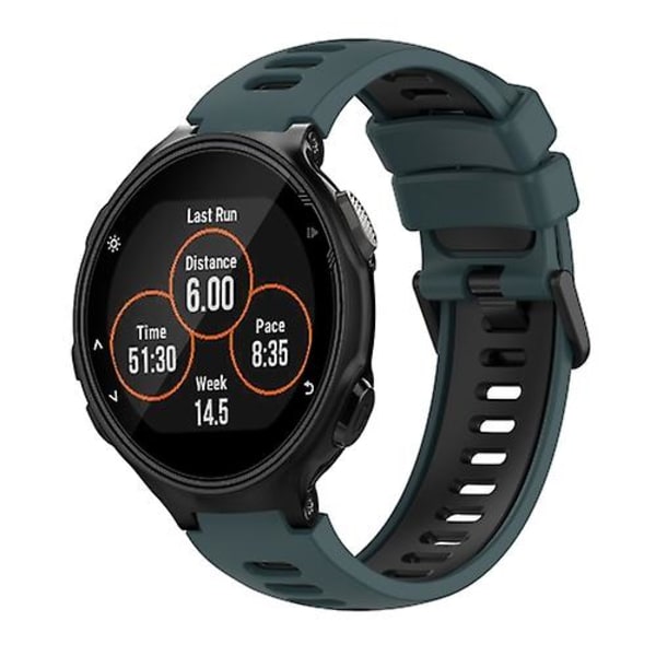 Til Garmin Forerunner 735 / 735xt tofarvet silikone urrem Olive Green - Black