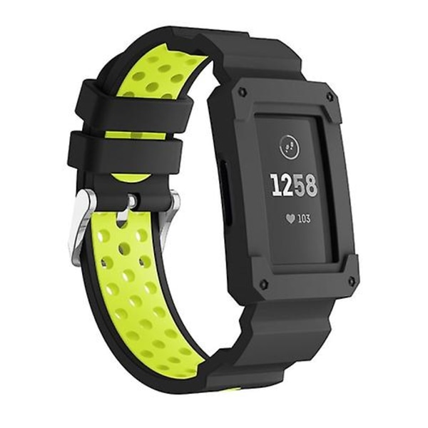 Til Fitbit Charge 3 alt-i-en silikone beskyttelseshylster erstatningsurrem Yellow