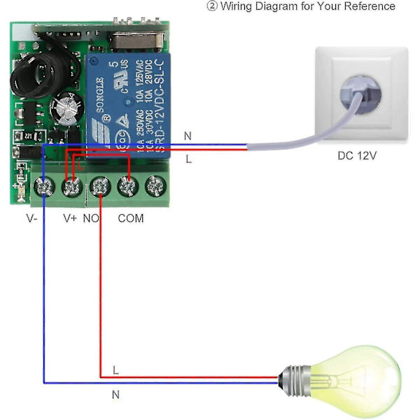 Trådlös fjärrströmbrytare relä sändare mottagare 433mhz Dc 12v 1ch universell fjärrkontrollbrytare
