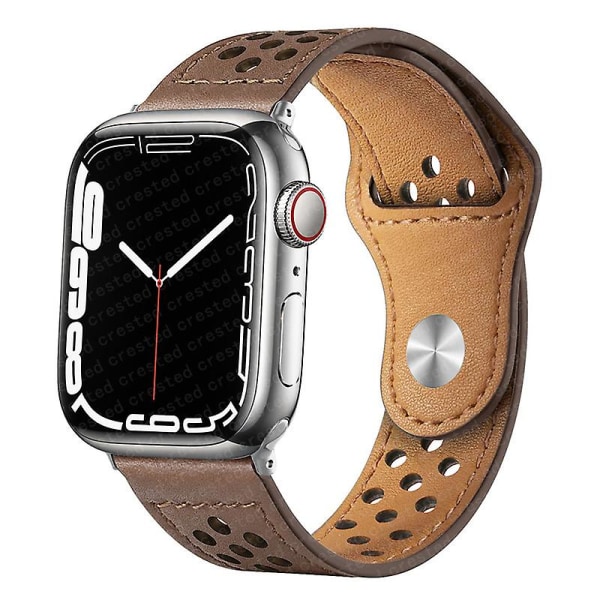 Læderrem til Apple Watch Band 49mm 44mm 40mm 45mm 41mm 42mm 38mm Correa Armbånd Iwatch Series 3 4 5 6 Se 7 8 Ultra Strap coffee brown 42mm 44mm 45mm 49mm