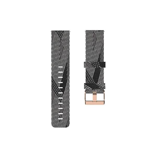 Til Fitbit Versa Canvas urrem Black White Stripes