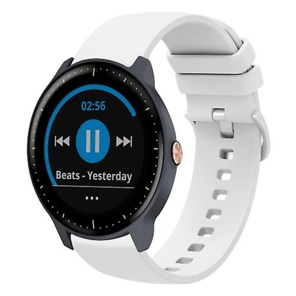 För Garmin Vivoactive3 Music 20mm Solid Color Soft Silikon Watch Band White