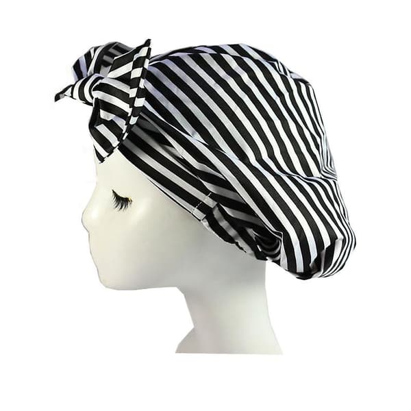 Luksuriøs dusjhette for kvinner - Vanntett, gjenbrukbar dusjhette for langt hår - Trendy dusjhette Stripe