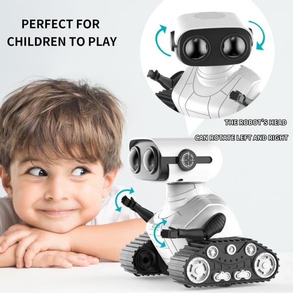 Fjernstyrte roboter med automatisk demonstrasjon og LED-øyne, bursdagsgave til barn