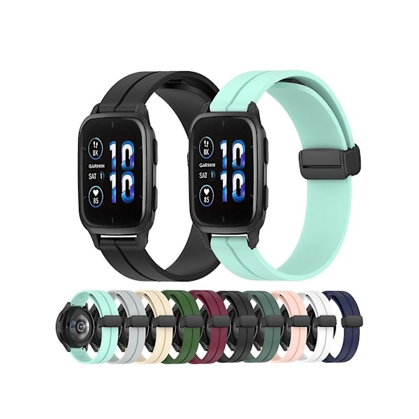 Rem for Garmin Venu Sq 2 20Mm Solid Color Magnetisk Lås Silikon Svart Klokke Rem