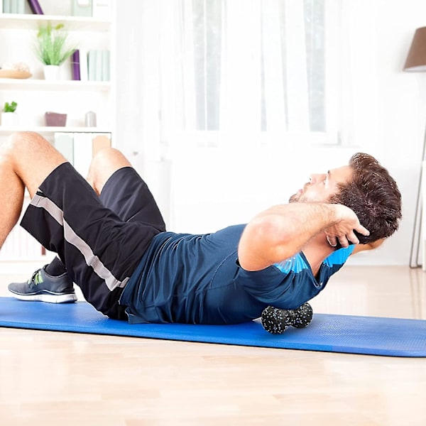 2 st jordnötsmassageboll fascia boll set djup vävnadsmassage verktyg för myofascial release, muskelavslappnare Blue